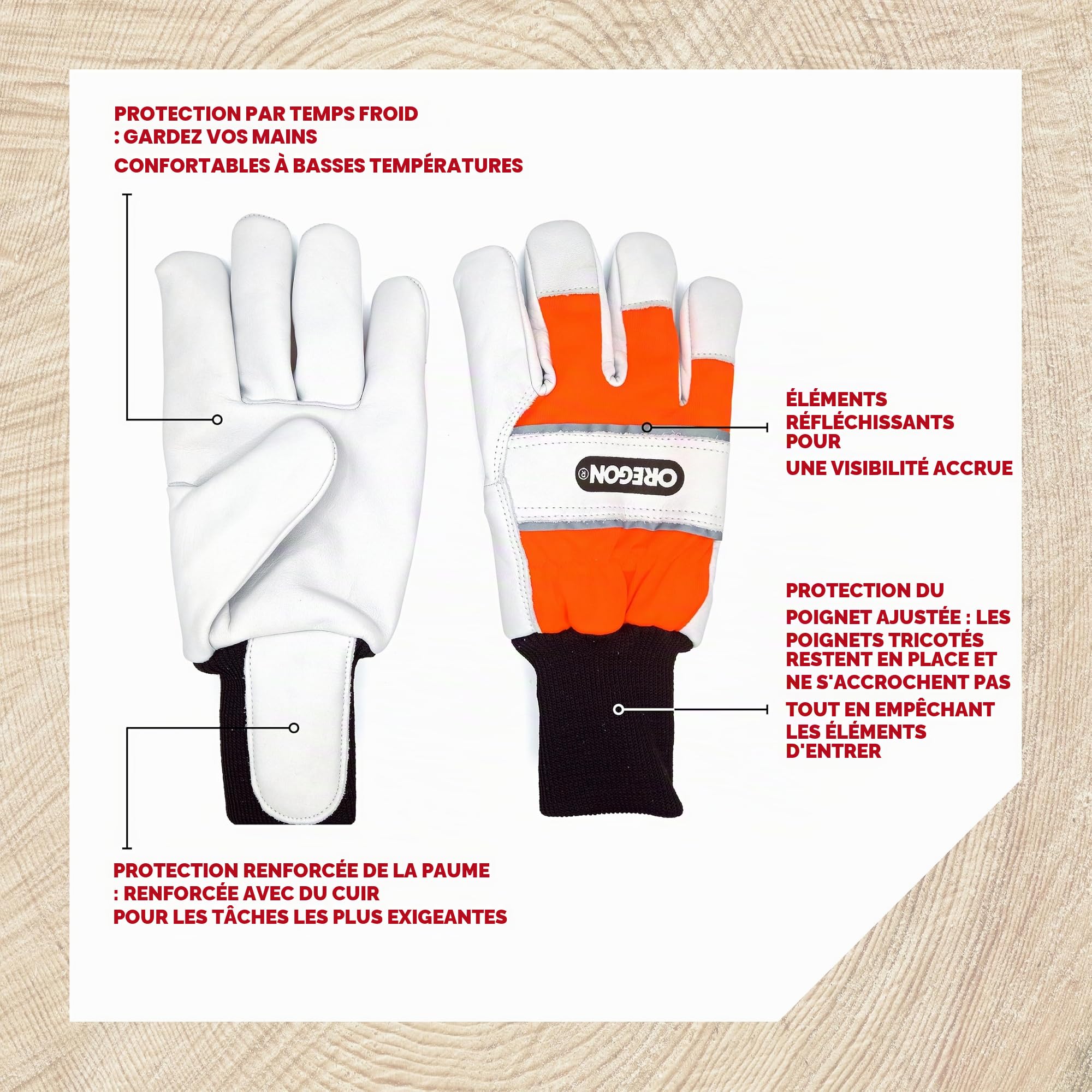 Oregon Gants Hiver Cuir Isolant S Taille 9 Froid