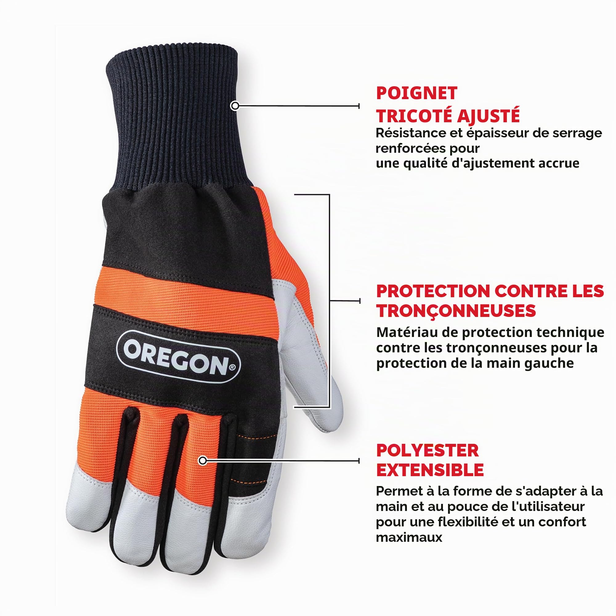 Oregon Gants Tronçonneuse Cuir Main Gauche Taille L