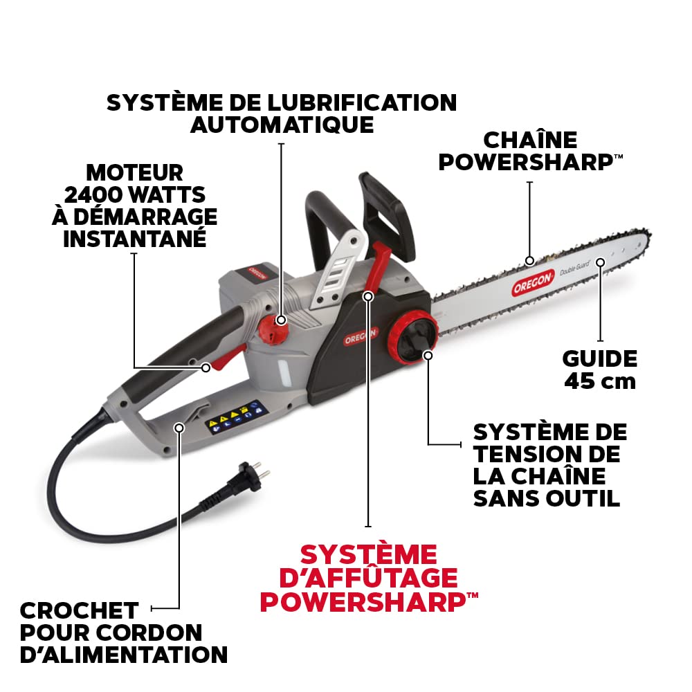 Oregon CS1500 tronçonneuse électrique 2400W guide 45 cm