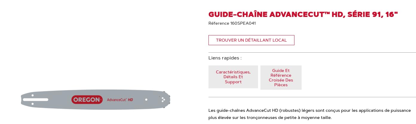 Oregon guide-chaîne 40 cm 3/8" LP A041 faible rebond