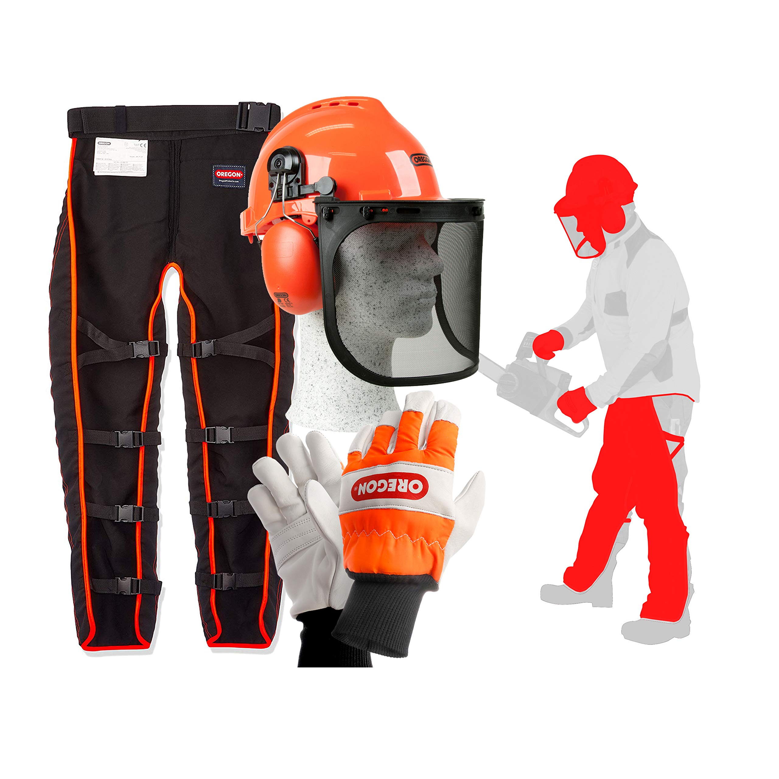 Oregon kit sécurité tronçonneuse jambières casque gants