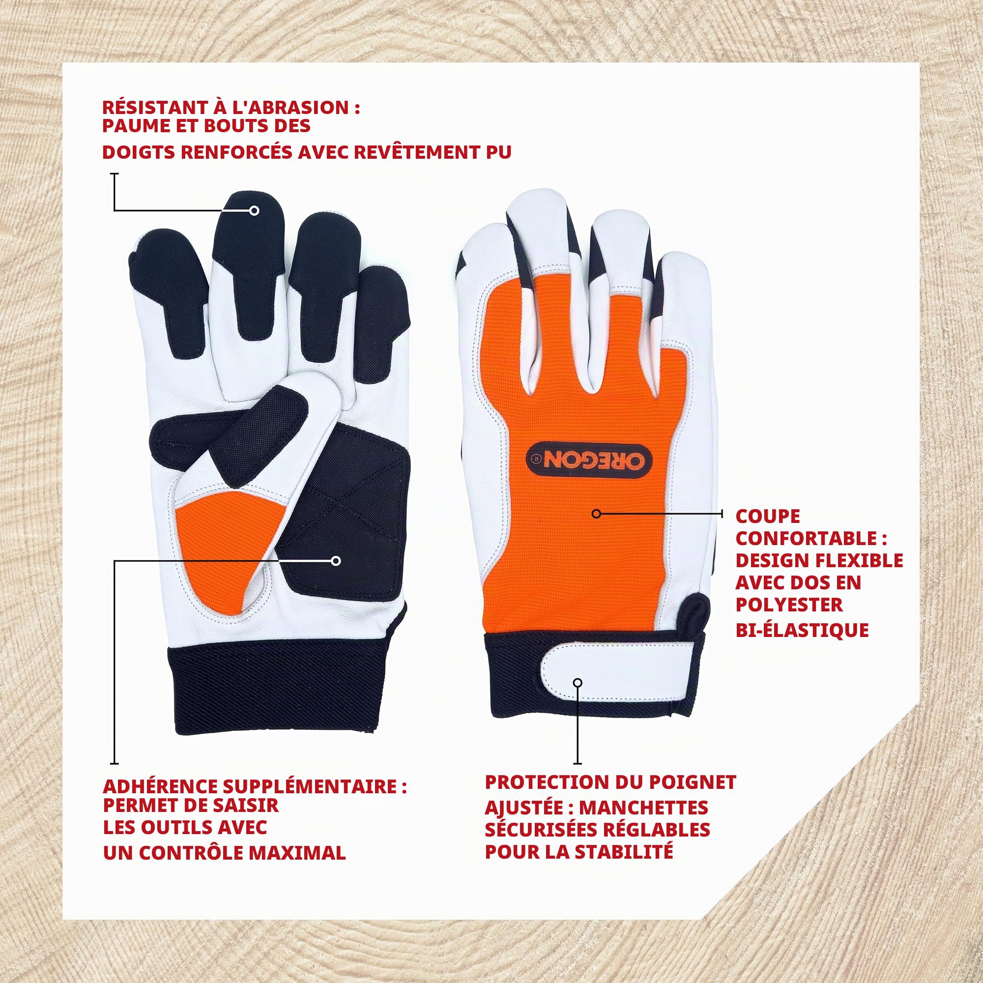 Oregon Tec Taille S gants travail jardin PU extérieur