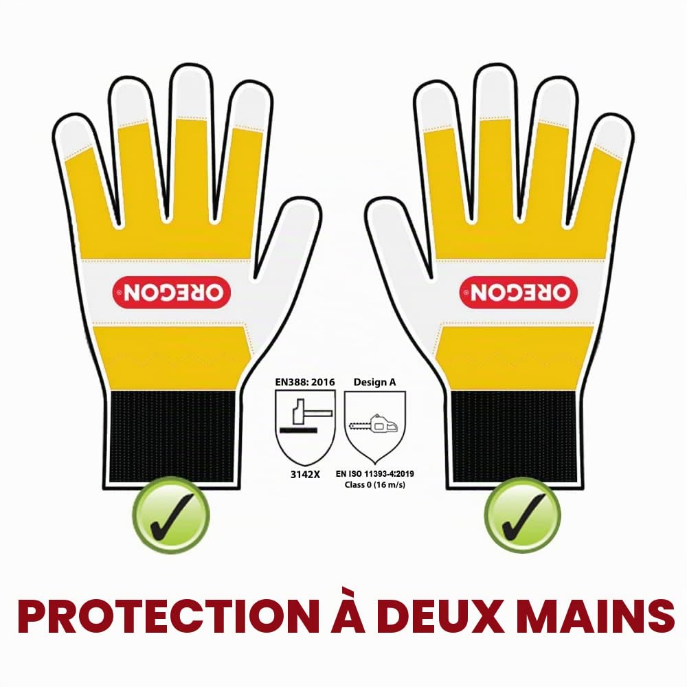 Oregon Gants Protection Tronçonneuse Cuir M Jaune
