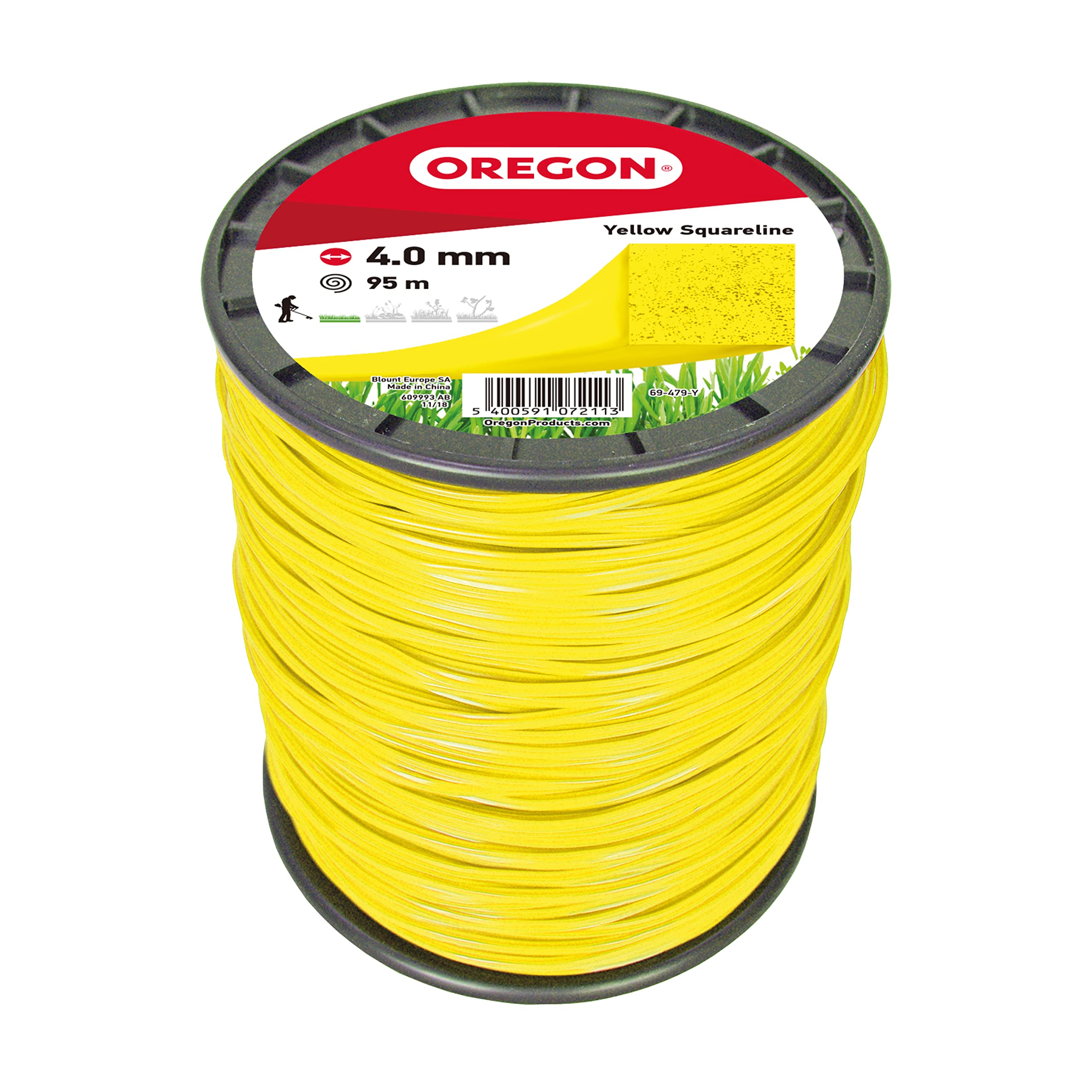 Oregon Fil Débroussailleuse Carré Jaune 4 mm x 95 m Nylon