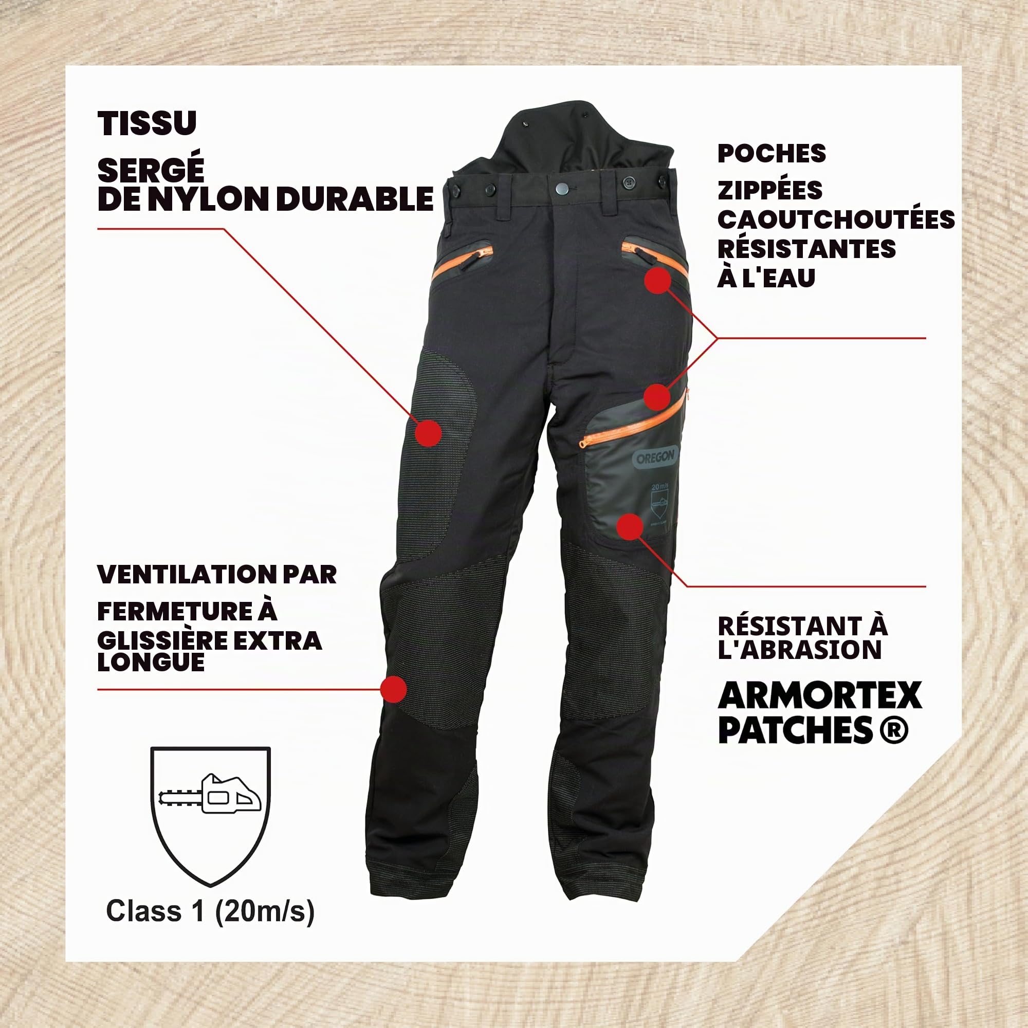 Oregon Fiordland pantalon anti-coupure tronçonneuse L classe 1