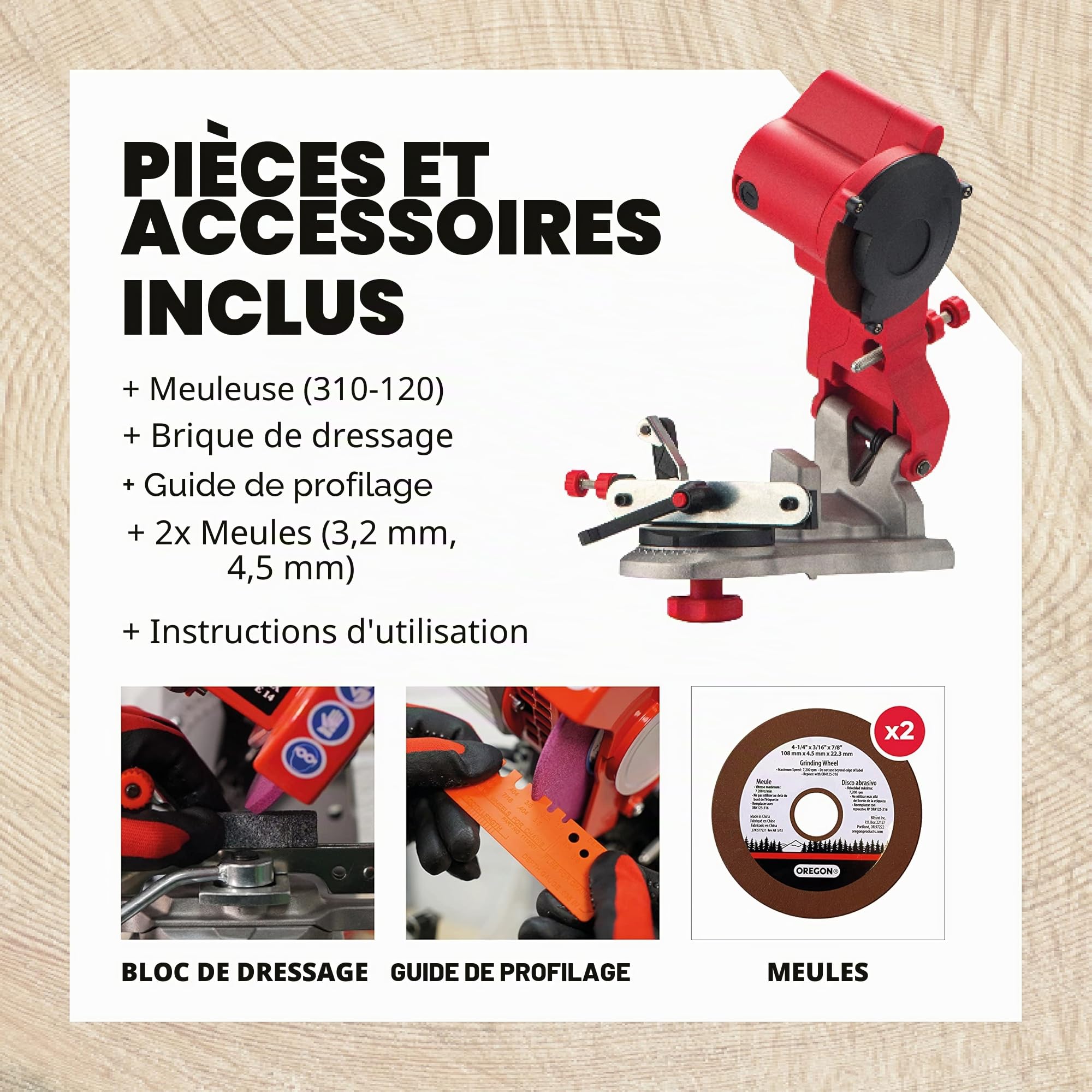 Oregon Mini Affûteuse Établi Chaîne Tronçonneuse Compacte