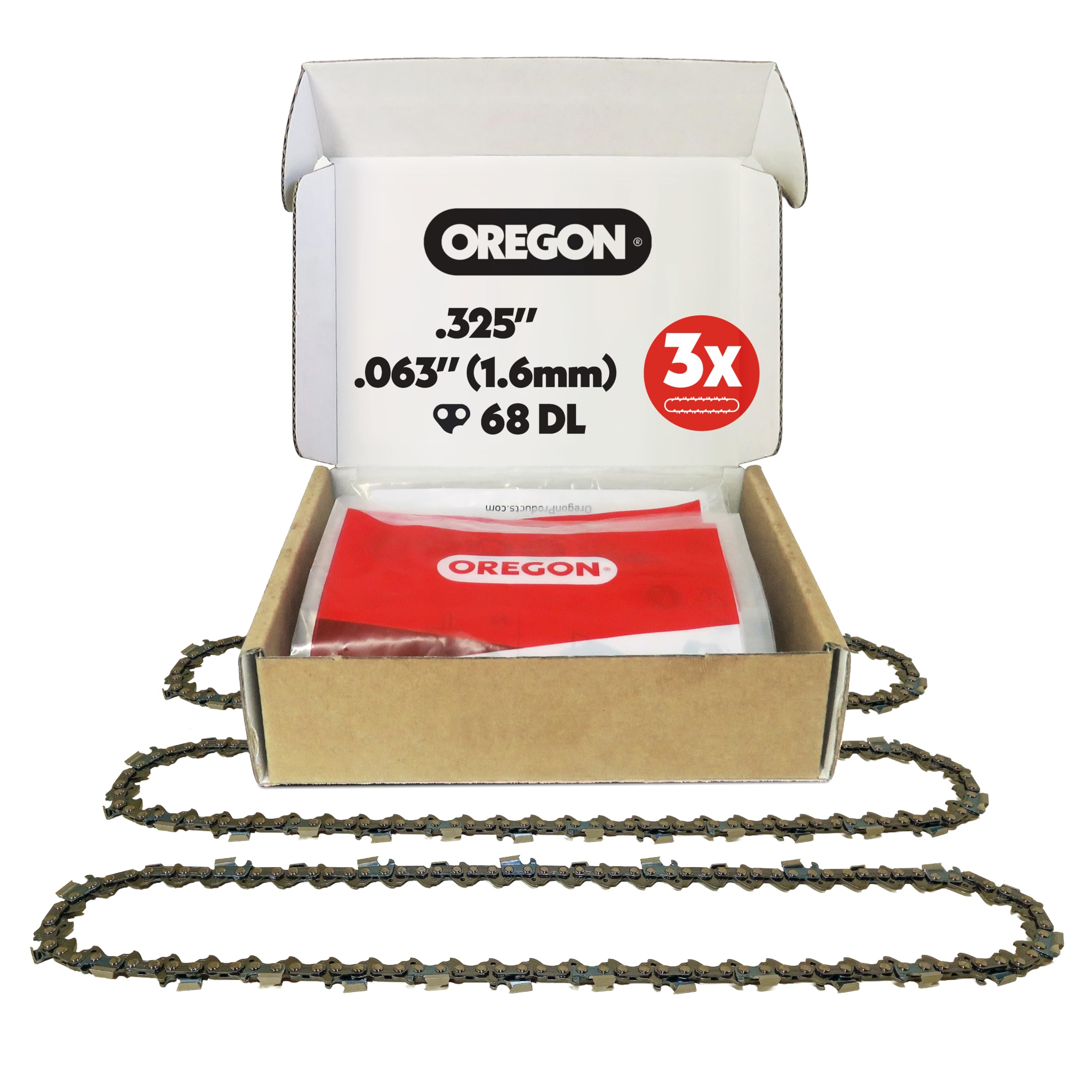 Oregon Chaîne Tronçonneuse 45 cm 68 Maillons Lot 3 Pro