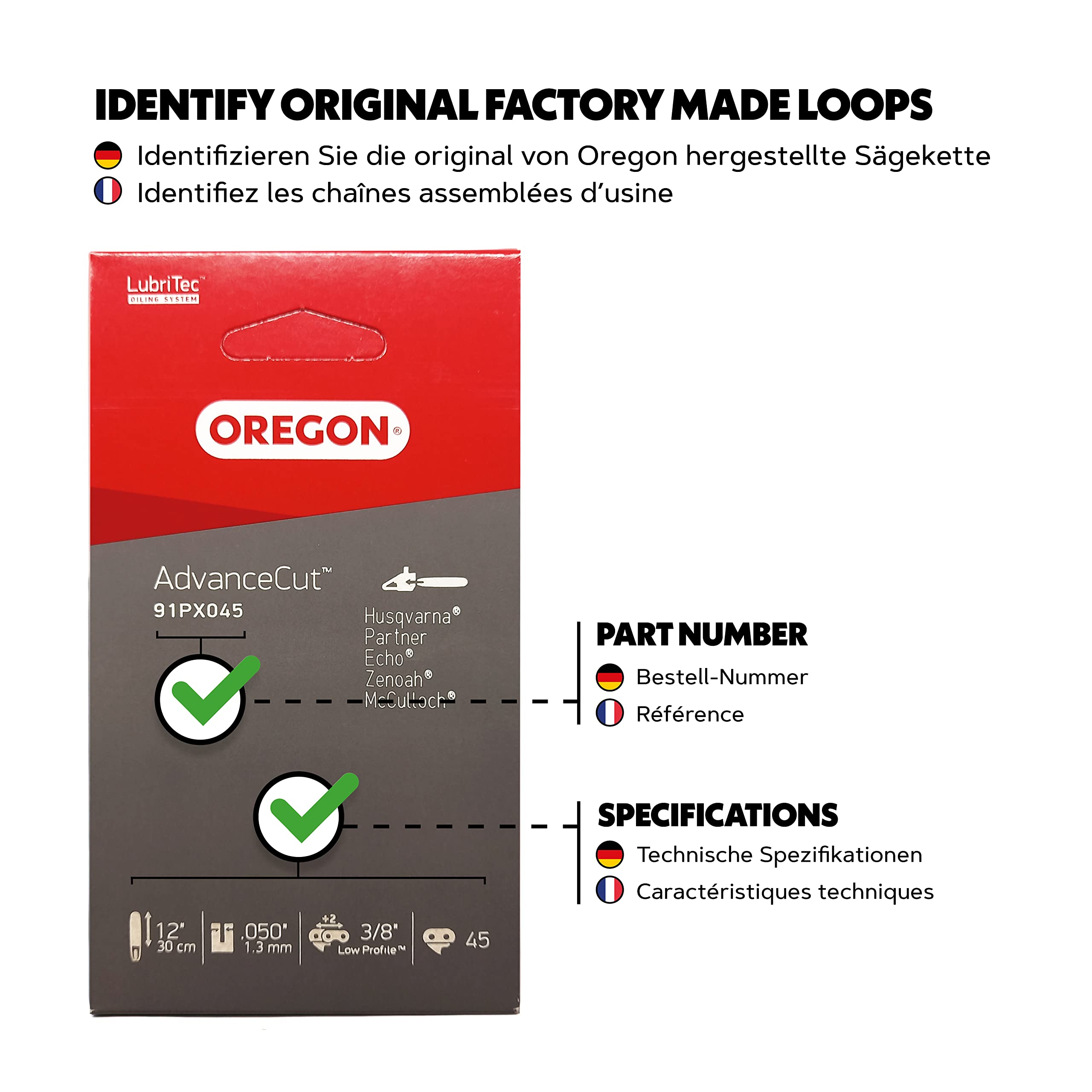 Oregon 91PX045E chaine tronconneuse 30cm 45 maillons bois